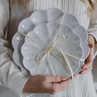 *NEW* White Scalloped Serving Tray Set of 2 - Home Decor