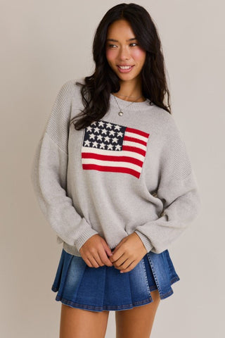 Oversized Patriotic Flag Sweater Top