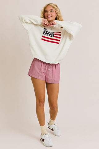 Oversized Patriotic Flag Sweater Top
