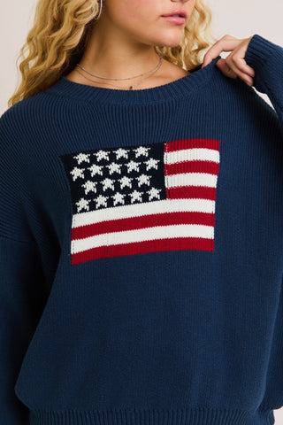 Oversized Patriotic Flag Sweater Top