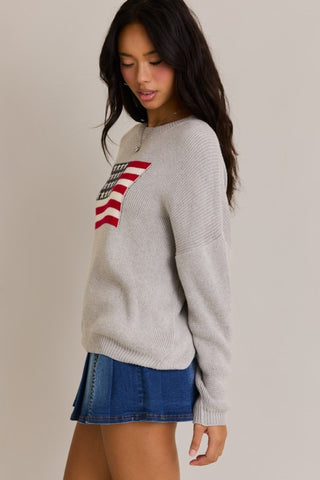 Oversized Patriotic Flag Sweater Top