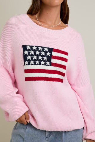 Oversized Patriotic Flag Sweater Top