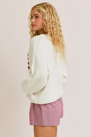 Oversized Patriotic Flag Sweater Top
