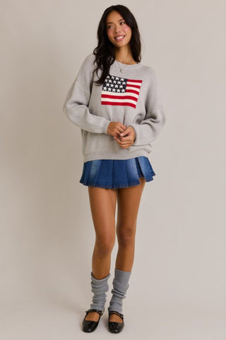 Oversized Patriotic Flag Sweater Top