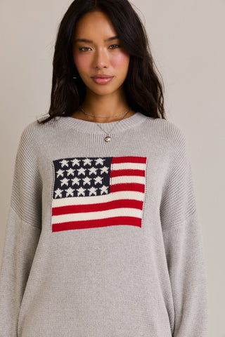 Oversized Patriotic Flag Sweater Top