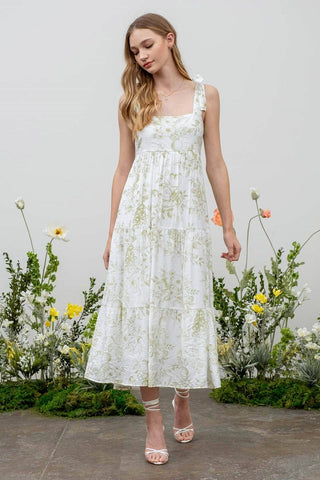 FRUIT BLOSSOM TIERED MIDI DRESS