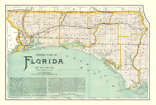 Vintage Map of Florida 1890