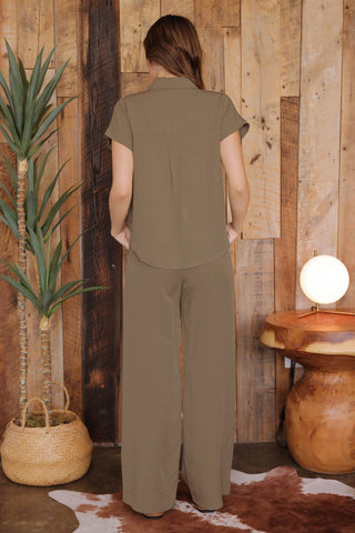 HIGH WAIST WIDE LEG DRAWSTRING PANTS