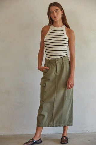 Knit Sweater Ribbed Striped Tank Top