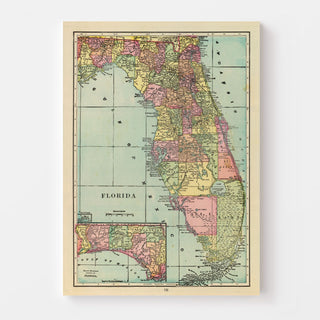 Vintage Map of Florida 1909