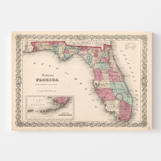 Vintage Map of Florida 1861