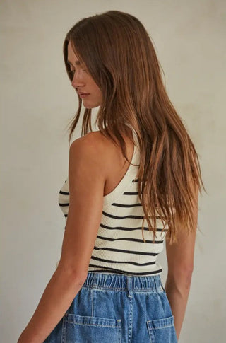 Knit Sweater Ribbed Striped Tank Top