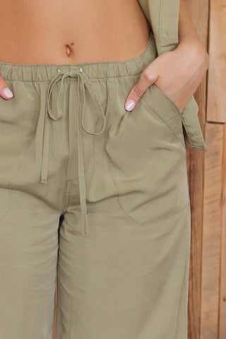 HIGH WAIST WIDE LEG DRAWSTRING PANTS