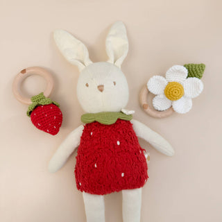 Teether Flower White Cotton Crochet Rattle Baby Toy Summer