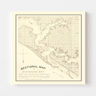Vintage Map of Panama City, Florida 1887