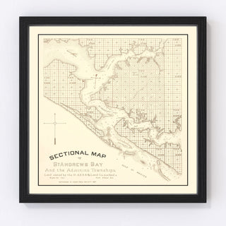 Vintage Map of Panama City, Florida 1887