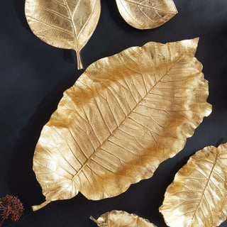 Antique Gold Leaf Shaped Accent Tray