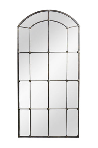 Arched Industrial Grid Wall Mirror