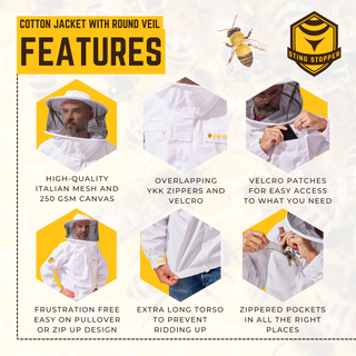 Classic Cotton Beekeeping Jacket with Round Veil