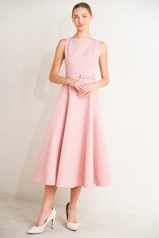 [PREORDER] LIVING THE DREAM PINK WOVEN MIDI DRESS