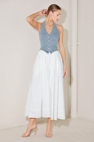 CITY TO COAST WOVEN MIDI DRESS