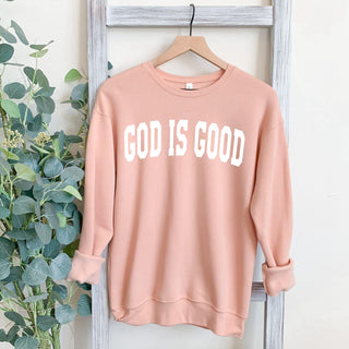 God is Good Christian Bible Sponge Fleece Crewneck Sweatshirt