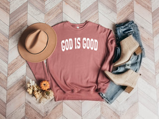 God is Good Christian Bible Sponge Fleece Crewneck Sweatshirt
