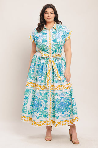 BLUE REGALIA WOVEN MIDI DRESS
