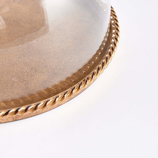 Large Vintage Glass Cloche with Gold Braided Tray