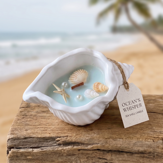 Ocean's Whisper Sea Shell Candle | Jesmonite Vessel