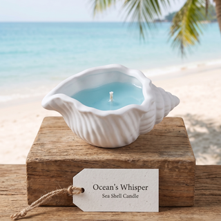 Ocean's Whisper Sea Shell Candle | Jesmonite Vessel