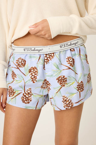 Feelin' Pine Winter Print Flannel Shorts