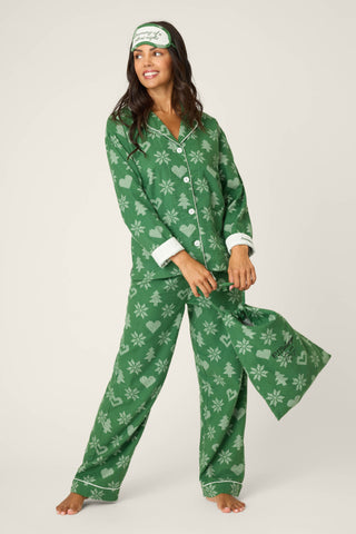 4-Piece Tree & Heart Print Flannel Gift Set