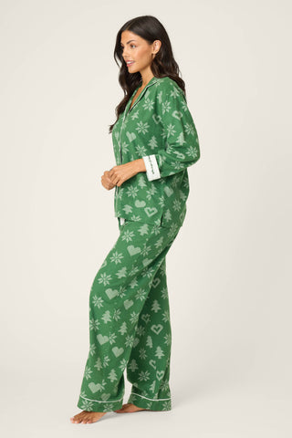 4-Piece Tree & Heart Print Flannel Gift Set