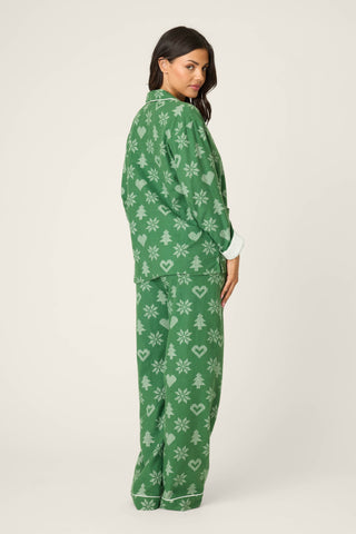 4-Piece Tree & Heart Print Flannel Gift Set