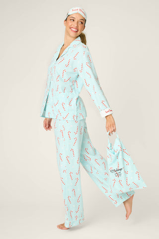 4-Piece Candy Cane Print Flannel Gift Set