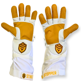 Sting Stopper Heavy Duty Goat Skin Beekeeping Gloves - Beekeeper White