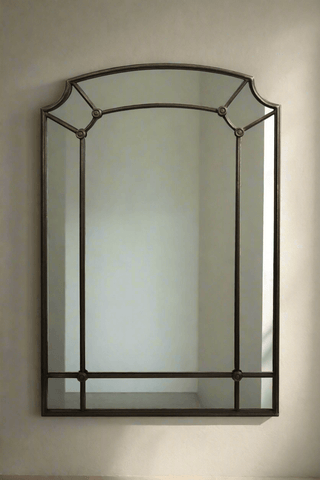 Industrial Chic Arched Wall Mirror with Iron Frame