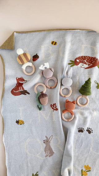 Teether Bee Cotton Crochet Rattle Spring Summer Baby Toy