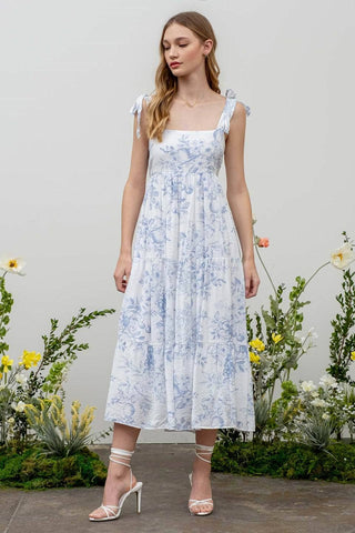 FRUIT BLOSSOM TIERED MIDI DRESS