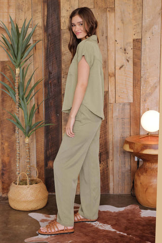 HIGH WAIST WIDE LEG DRAWSTRING PANTS