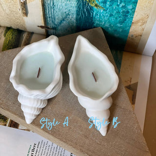 Ocean's Whisper Sea Shell Candle | Jesmonite Vessel