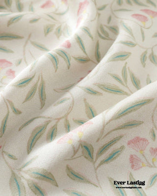 Pastoral Floral Short-Sleeve Long-Pants Pajama Set / Green