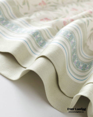 Pastoral Floral Short-Sleeve Long-Pants Pajama Set / Green