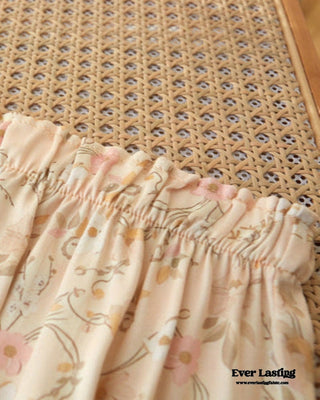 Pastoral Floral Short-Sleeve Long-Pants Pajama Set / Green