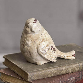 Cottagecore Bird Statue in Distressed Cast Iron