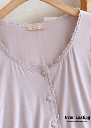 Solid Tank and Long Pants with Cardigan Pajama Set / Purple