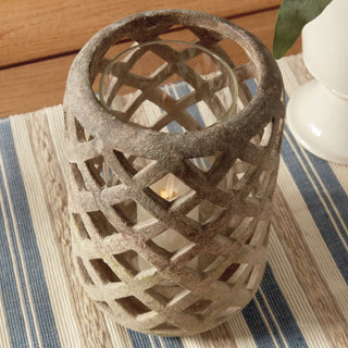 Terracotta Hurricane Candle Holder with Glass Insert